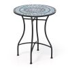 24 Inch Patio Bistro Table with Ceramic Tile Tabletop