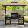 8 x 5 Feet Grill Gazebo with 2 Shelves 6 Hooks and Metal Frame
