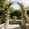 Metal Garden Arch W55'' x H94.5'' Garden Arbor Trellis Climbing Plants Support Rose Arch Outdoor Arch