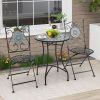 24 Inch Patio Bistro Table with Ceramic Tile Tabletop