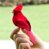 2pcs Red Bird Decor Artificial Red Cardinal Birds Artificial Birds Christmas Cardinal Birds for Tree Flower Floral Arrangements Yard Patio Wreath Desi