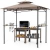 8 x 5 Feet Grill Gazebo with 2 Shelves 6 Hooks and Metal Frame