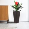 Set of 2 Faux Rattan Tall Planters Outdoor Indoor Large Planters with Water Level Monitor Inner Bucket, Automatic Watering
