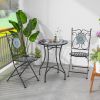 24 Inch Patio Bistro Table with Ceramic Tile Tabletop